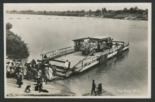 Gold Coast Ghana: c.1930 cartolina fotografica RPPC YEJI FERRY attraverso il fiume Volta - Foto 1 di 2