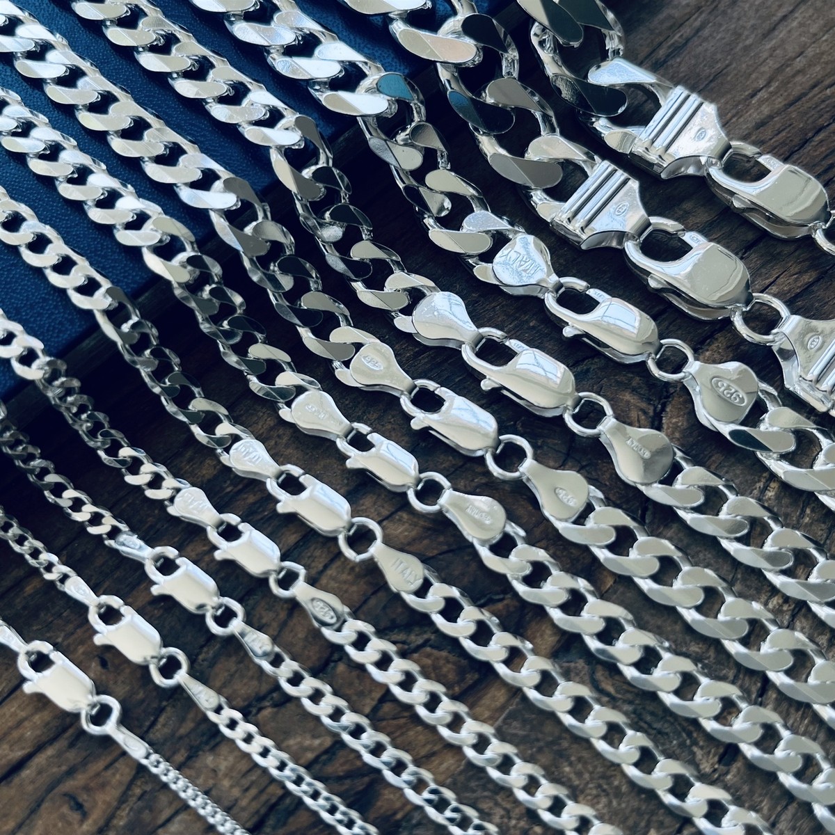 Real Solid 925 Sterling Silver Mens Boys Curb Cuban Bracelet or