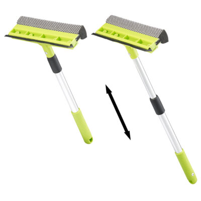 PEARL 2in1-Glas- & Fensterreiniger, Schwamm, Abzieher, ausziehbar bis 50 cm