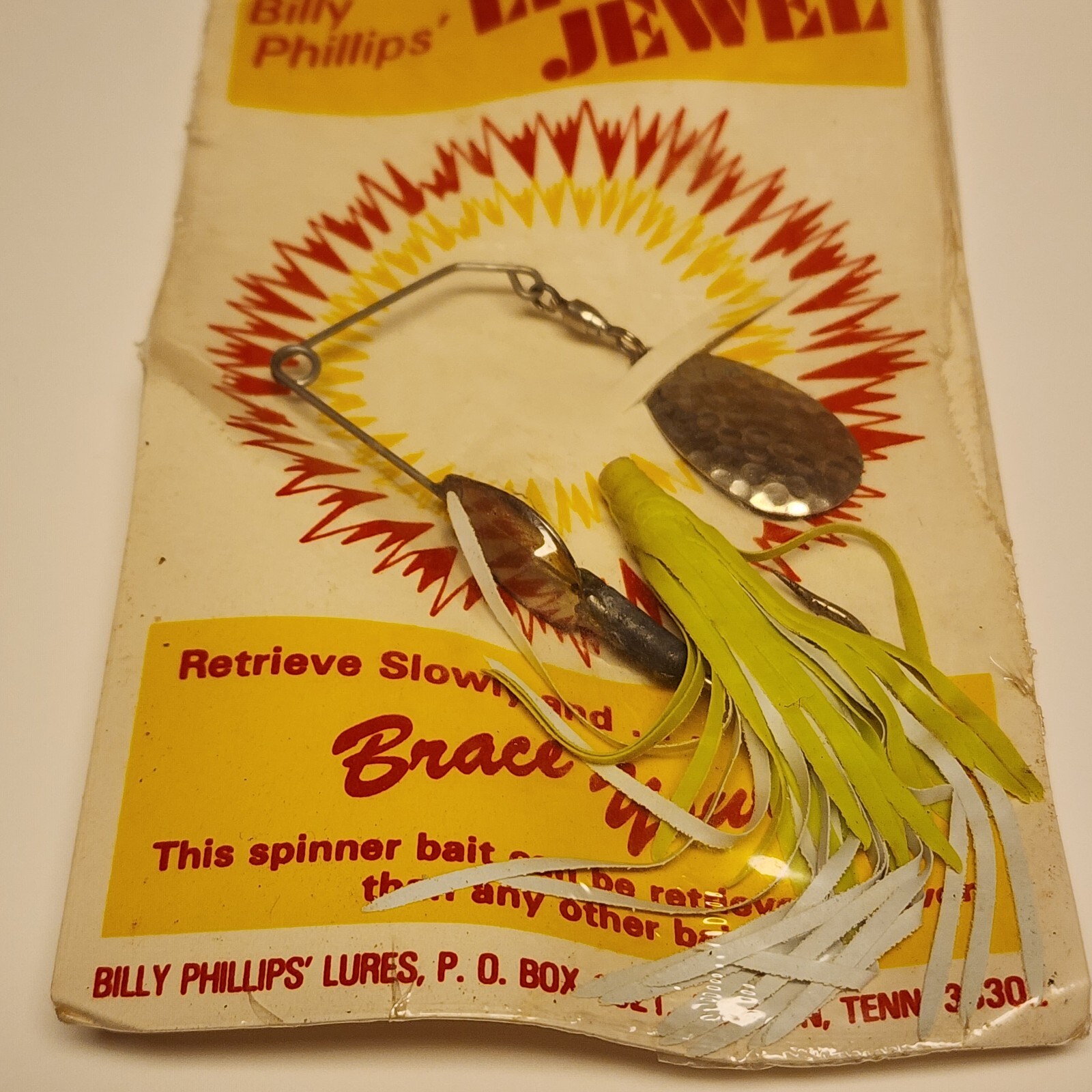 Vintage Billy Phillips Little Jewel Spinnerbait NOS Chartreuse White F3