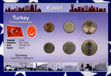 Littleton World Coin Set Turkey  2009-2018 UNC 1 Lira 50 Kurus 2018