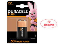 10 Pz Pila Batteria 9 V MN1604 6LF22 Transistor Duracell Plus Power