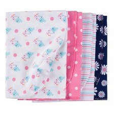 Gerber Girl 4-Pack Birds/Daisy Flannel Multi-Purpose Blankets BABY CLOTHES GIFT