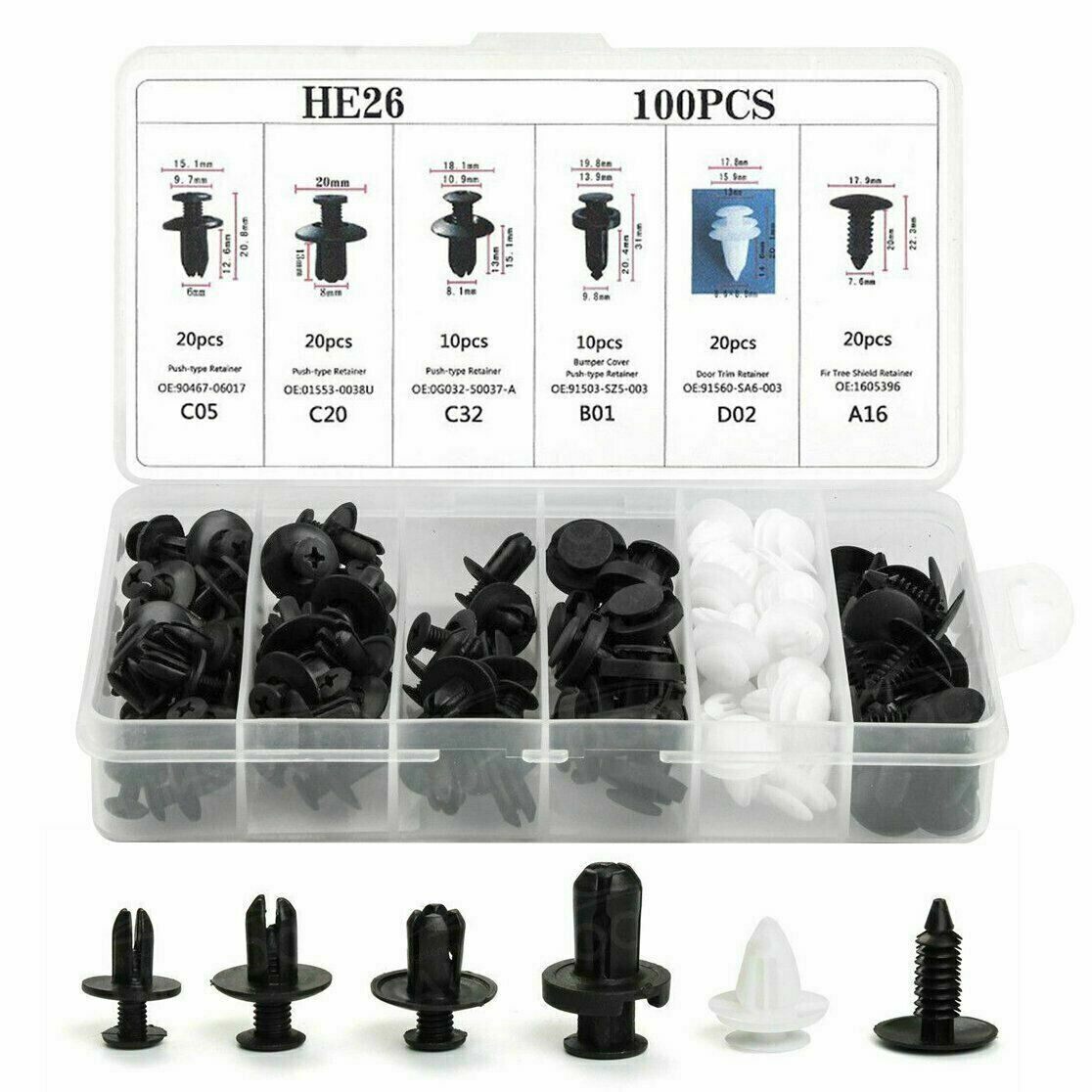Car Parts Body Bumper Rivet Retainer Trim Molding-Push Pin Clip Assortments Kit*