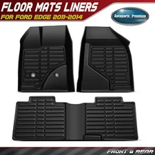 3Pcs Front & Rear Black Floor Mats Liners for Ford Edge 2011-2014 Sport Utility