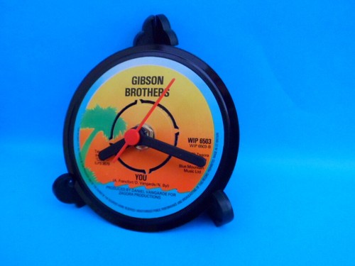 GIBSON BROTHERS CLOCK Desk Side Table Upcycled Vinyl Record Hit Single Size 4" - Picture 31 of 32