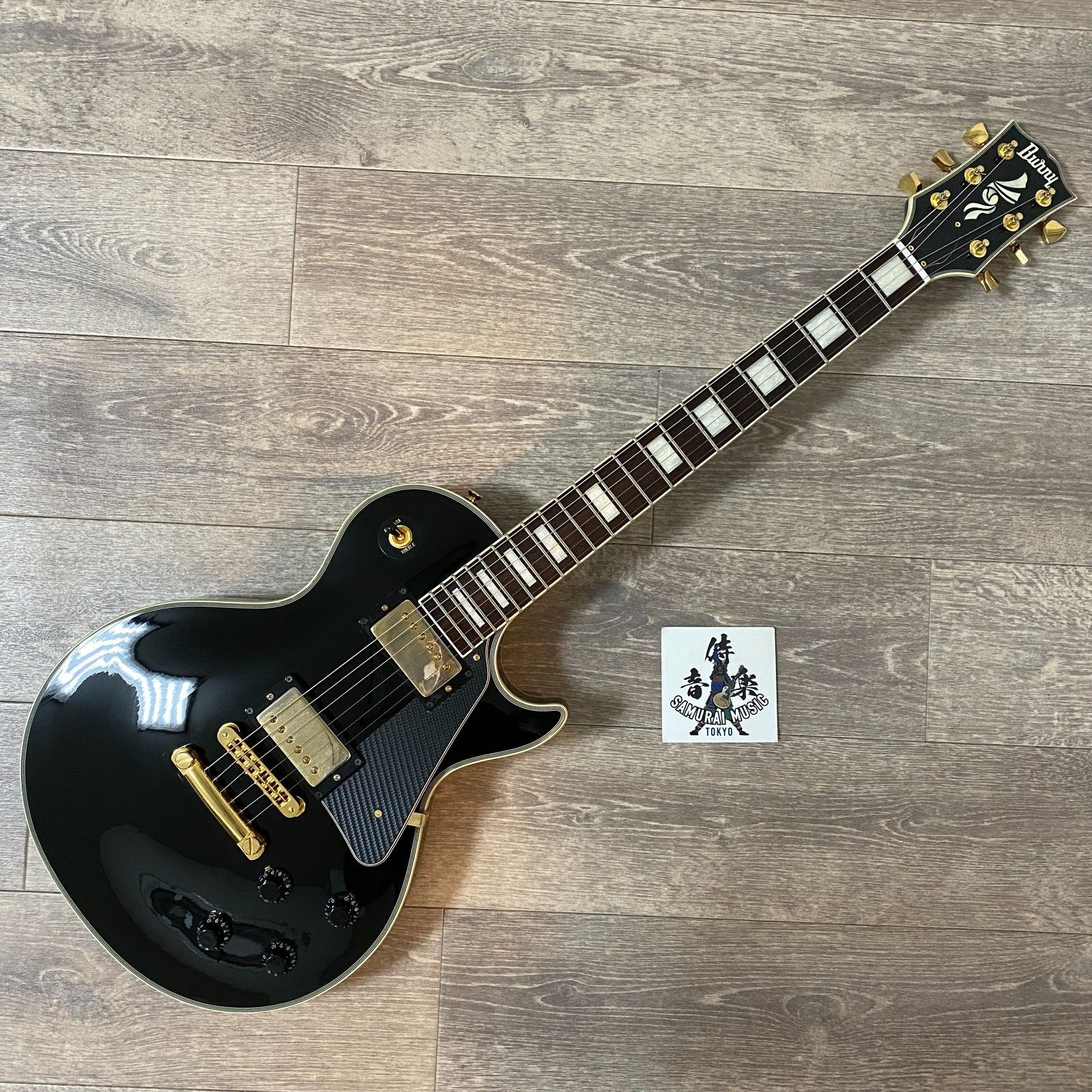 Burny by Fernandes Electric Guitar Les Paul Custom Black RLC-55 W/Gig Bag Used