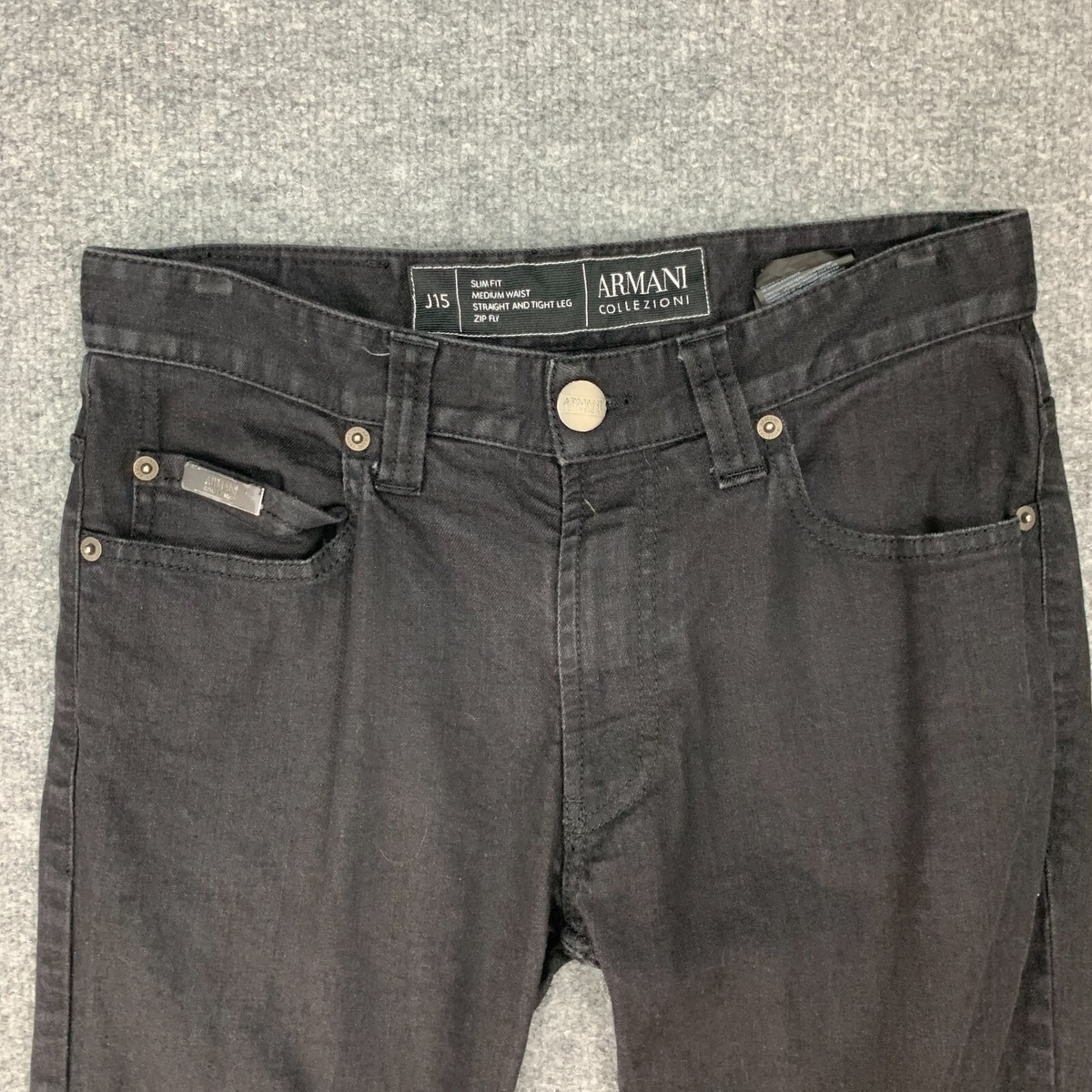 Armani Collezioni Jean Mens 30 Black Slim Fit Medium Waist