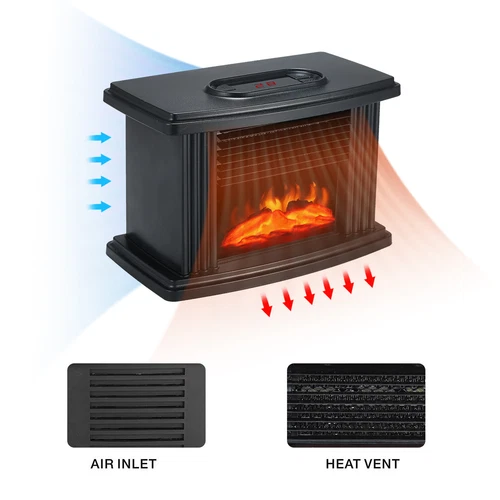 CALENTADOR CHIMENEA ELÉCTRICO CON EFECTO LLAMA LED 1000W QUEMADOR ESTUFA DE LEÑA CALOR UK - Imagen 10 de 11