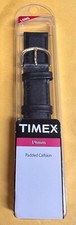 NEW W/CASE - 19mm BLACK TIMEX PADDED LEATHER WATCH BAND  8 1/2" LONG 