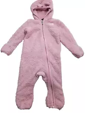 The North Face Baby Size 12 18 Months Bunting One Piece Pink Sherpa Hooded Bear