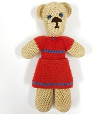 Vintage Hand-Knitted Teddy Bear Plush Charming 14" Soft Toy Collectible