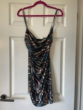 Pretty Little Thing Zebra Print Blue Mini Dress - BNWT - Size 10