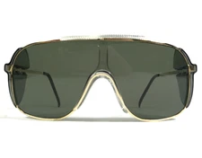 Vintage Bouton Safety Sunglasses Gold Frames with Green Shield Lens Side Shields