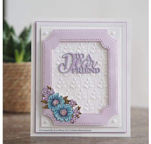 Art Deco Flowers 7.5" x 5.75" 3D Embossing Folder - Sue Wilson EF3D-044 - Picture 2 of 5