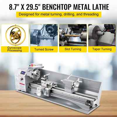 VEVOR 1100W Metal Lathe Machine 8.7''×29.5'' Variable Speed LED Brushless Tool