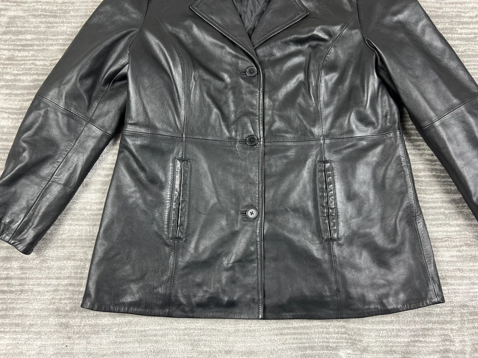 Excelled Collection Jacket Womens Extra Large Black Genuine Soft Leather - Image 3 of 4