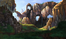Landscape watercolor fantasy art rocks nature Custom Gaming Mat Desk