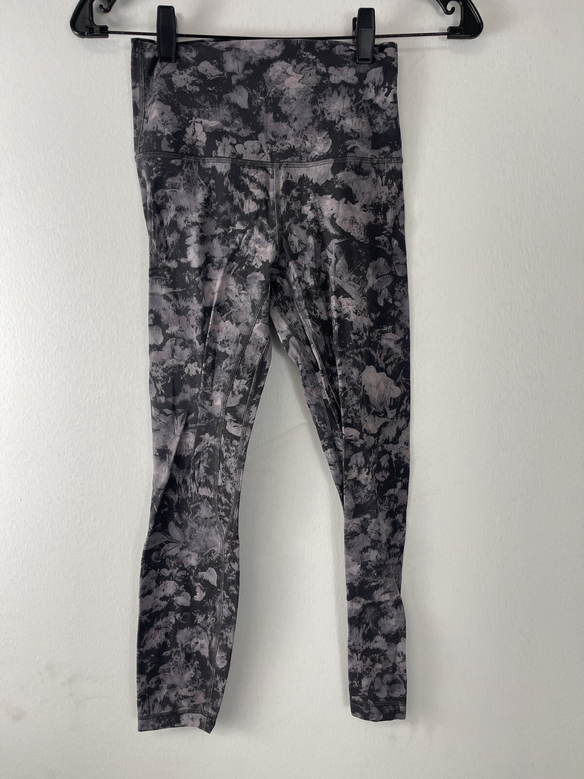 Lululemon Leggings Women Gray Floral Tie Dye Yoga Pants Stretch
