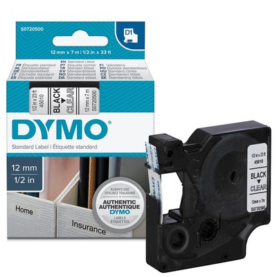 DYMO Beschriftungsband D1 schwarz auf transparent für Labelwriter Duo 450 Turbo