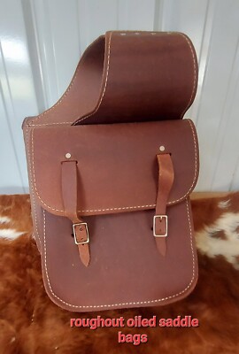 HORSE Tack Saddle Bags Gun oiled leather rough out Western gift