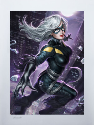 Alexandra Pascenko Sideshow Exclusive Black Cat Marvel Comic Art Print Spiderman