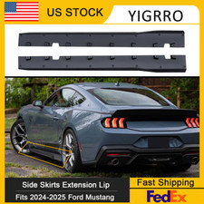 For 2024-2025 Ford Mustang GT Side Skirts Extension Lip Add on Gloss Black