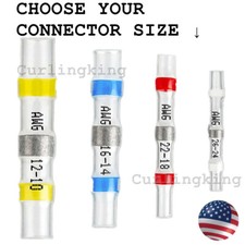 200PCS Solder Seal Sleeve Heat Shrink Butt Wire Connectors Terminals Waterproof