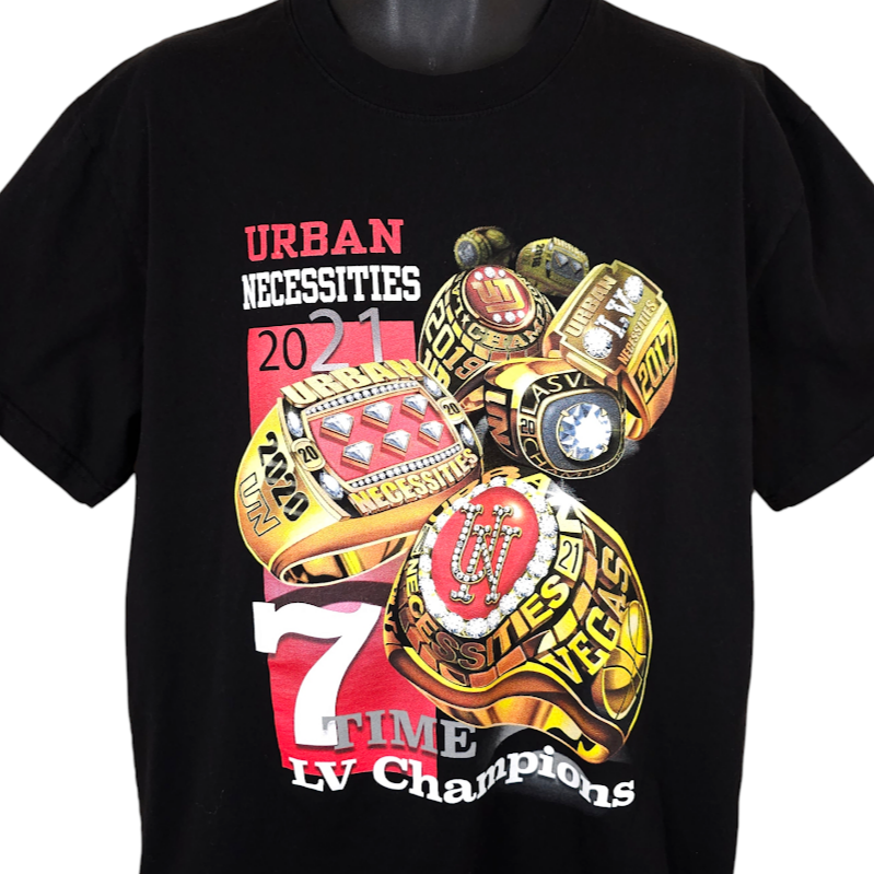 Urban Necessities T Shirt Mens Size XL Black 7 Time LV Champions