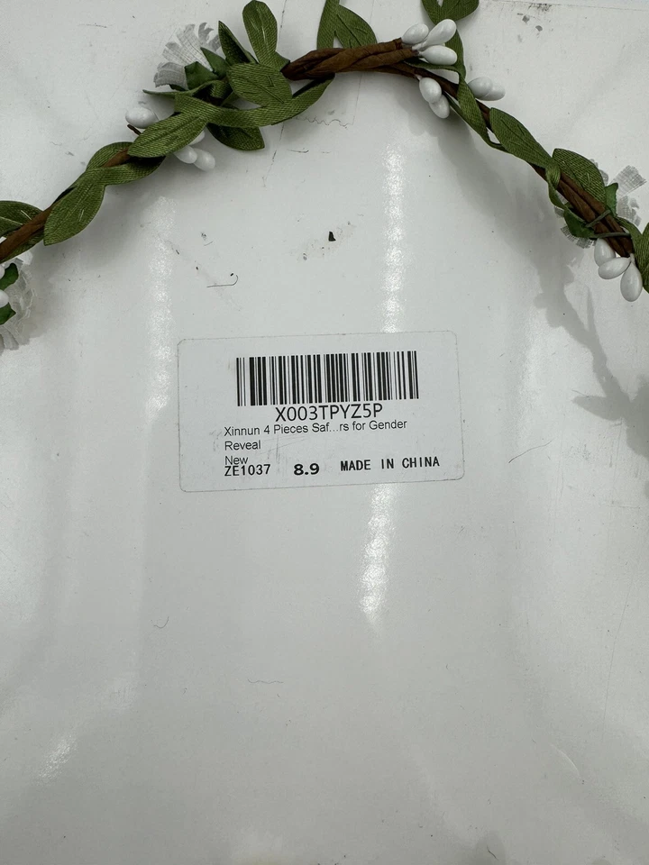 Baby Shower Jungle Theme 4 Piece Set Mom To Be Sash Leaf Crown Mom Dad Corsage - Image 4 of 4