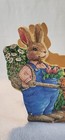 VTG Taiwan Kitsch Wood Bunny Rabbit Pushing Cart 7" Candy Eggs Easter 2 sided — photo 3