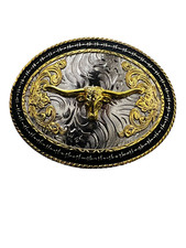 Long Horn Bull Western Style Belt Buckle Hebilla Vaquero Toro