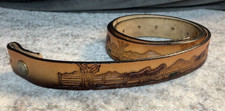 Vintage Tooled Leather Western Horse Mustang Cowboy Belt Size Unk No Buckle
