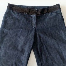 Vintage 70's STYLE Bell Bottom Flare Leg Dark Denim Jeans Sequins Waist Sz 6