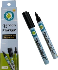 2 Pack Garden Marker Pen Permanent Markers Black (UV Fade Resistant Marker Pens