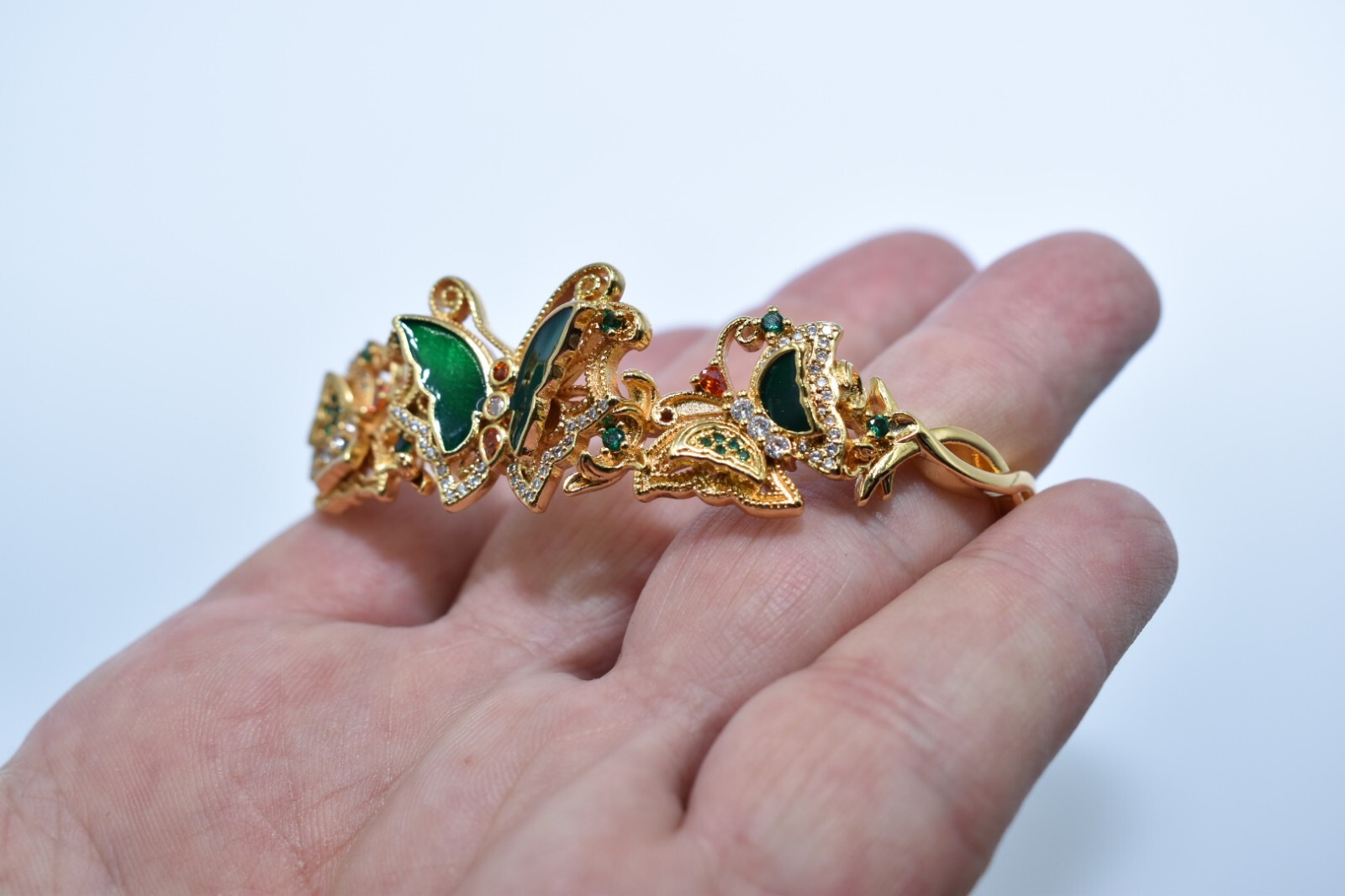 Stunning GoldTone Statement Cuff Bangle Crystal &… - image 12