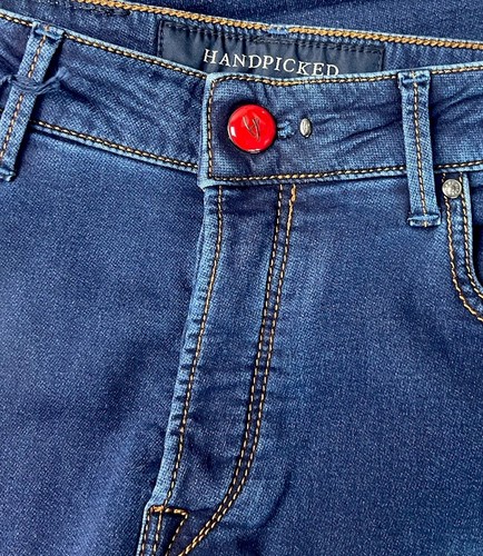 HANDPICKED Ravello Slim Fit Dark Indigo Blue Cotton Stretch Jeans RRP: £395 - Picture 6 of 13