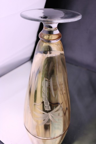 Lenox Crystal British Colonial Tradewind Amber Lustre Gold Cut Palm Tree - Picture 2 of 2