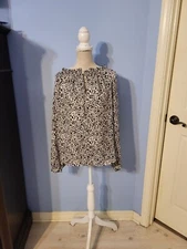 A New Day Medium Blouse Womens Animal Print Long Sleeve