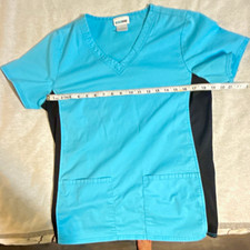 Scrubstar Women s XS Blue/Black Solid Polyester V-Neck Short Sleeve Scrub Top