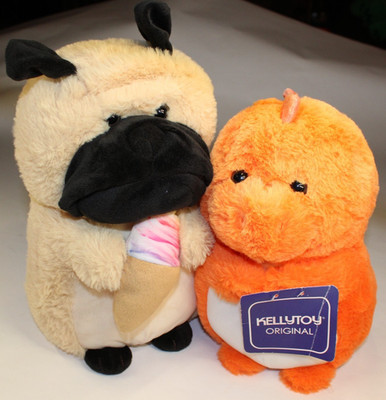 Kellytoy LOT - Chubby Dinos Plush, 9  NWT & Kellytoy Bull Dog Great Condition