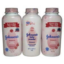  3 Johnson  s Blossoms Baby Powder with Talc, 100g Each, NOS 2015 and 2023 