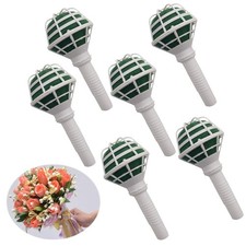 6-Pack Bridal Wedding Bouquet Holders, DIY, Handle, Base, Artificial Flowers