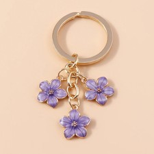 Cute Enamel Keychain Colorful Sakura Flower Key Ring Sweet Key Chains for Women