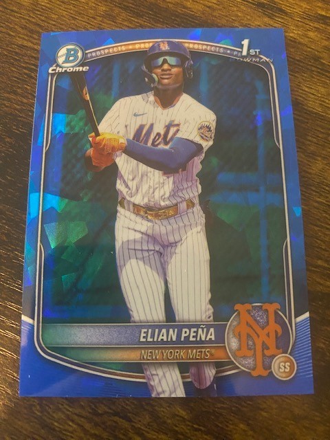 Elian Pena - 2025 Bowman Chrome Sapphire 1st - Prospect/RC - #BCP-155 - NY Mets