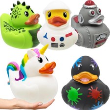 Big Rubber Duck Squeaking Toy with Sound Assortment Duckies for Kids, Bath Bi...