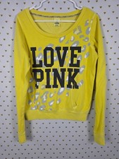 Rare PINK Victoria's Secret Leopard Logo LOVE vintage Crewneck Sweatshirt Large