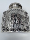 Antique E.G. Webster Silverplate Repoussé Tea Caddy / Canister – Victorian Scene — photo 2