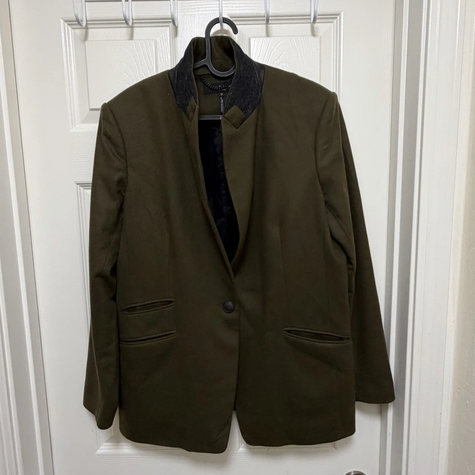 Rag and Bone Slade Blazer Japanese Wool Army Green Wool Women's  size  12 NWOT - Image 4 of 4