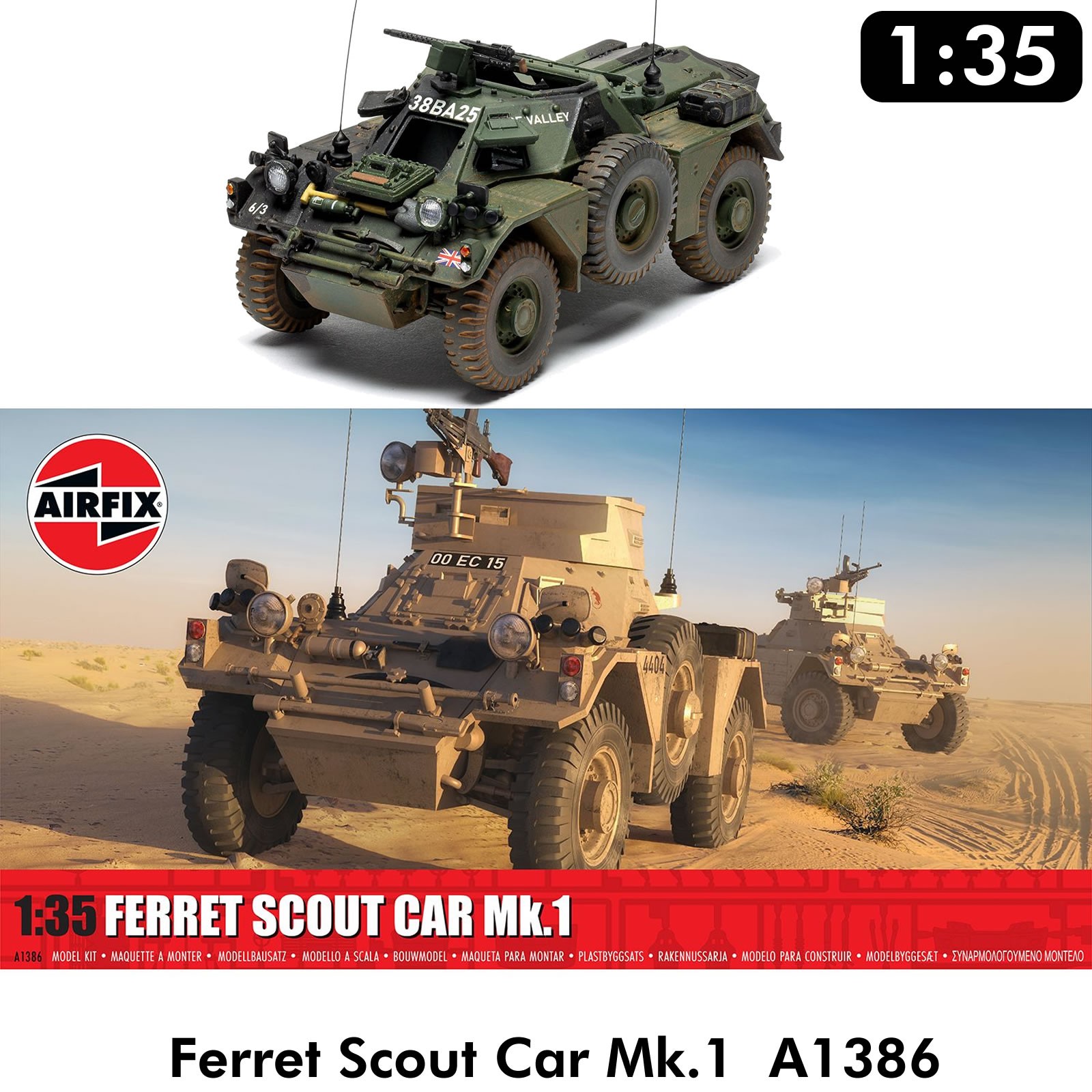 Airfix Ferret Scout Car Mk.1. 1-35 Scale Plastic Model Vehicle Kit. - Image 7
